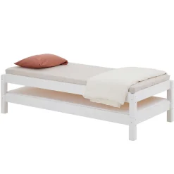Idimex Lot de 2 lits superposables 80x190 cm RINO en pin massif lasuré blanc