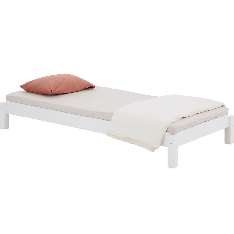 Idimex Lot de 2 lits superposables 80x190 cm RINO en pin massif lasuré blanc