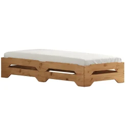 Idimex Lot de 2 lits superposables RONNY en bois massif 90 x 200 cm - Coloris chêne