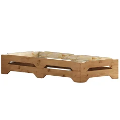 Idimex Lot de 2 lits superposables RONNY en bois massif 90 x 200 cm - Coloris chêne