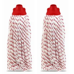 Juanio Lot de 2 mop, serpillère à franges pour balai, tête de balai, recharge lave sol, tête de rechange en microfibre, 150 gr