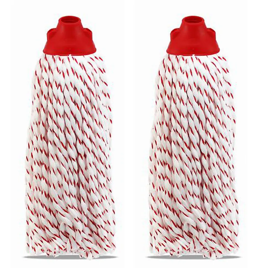 Juanio Lot de 2 mop, serpillère à franges pour balai, tête de balai, recharge lave sol, tête de rechange en microfibre, 150 gr