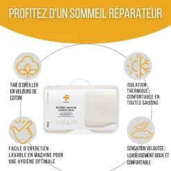 Inphysio Lot de 2 oreillers - taie d'oreiller en coton - Confort Plus