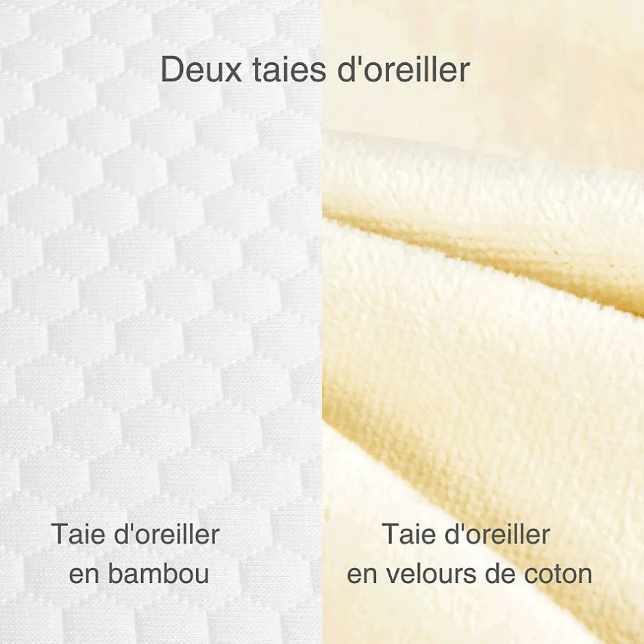 Inphysio Lot de 2 oreillers avec taies d'oreiller en bambou et taie d'oreiller en coton - Confort Plus Clearance