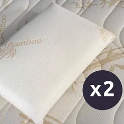 Olympe Literie Lot de 2 oreillers Bamboo 40x60 cm Mémoire de forme Outlet