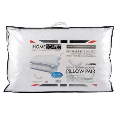 Homescapes Lot de 2 oreillers en plumes et duvet d'oie, 50 x 75 cm -