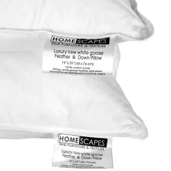 Homescapes Lot de 2 oreillers en plumes et duvet d'oie, 50 x 75 cm -