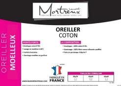 Mortreux Lot de 2 oreillers moelleux coton - 50 x 70 - toutes saisons - 31146