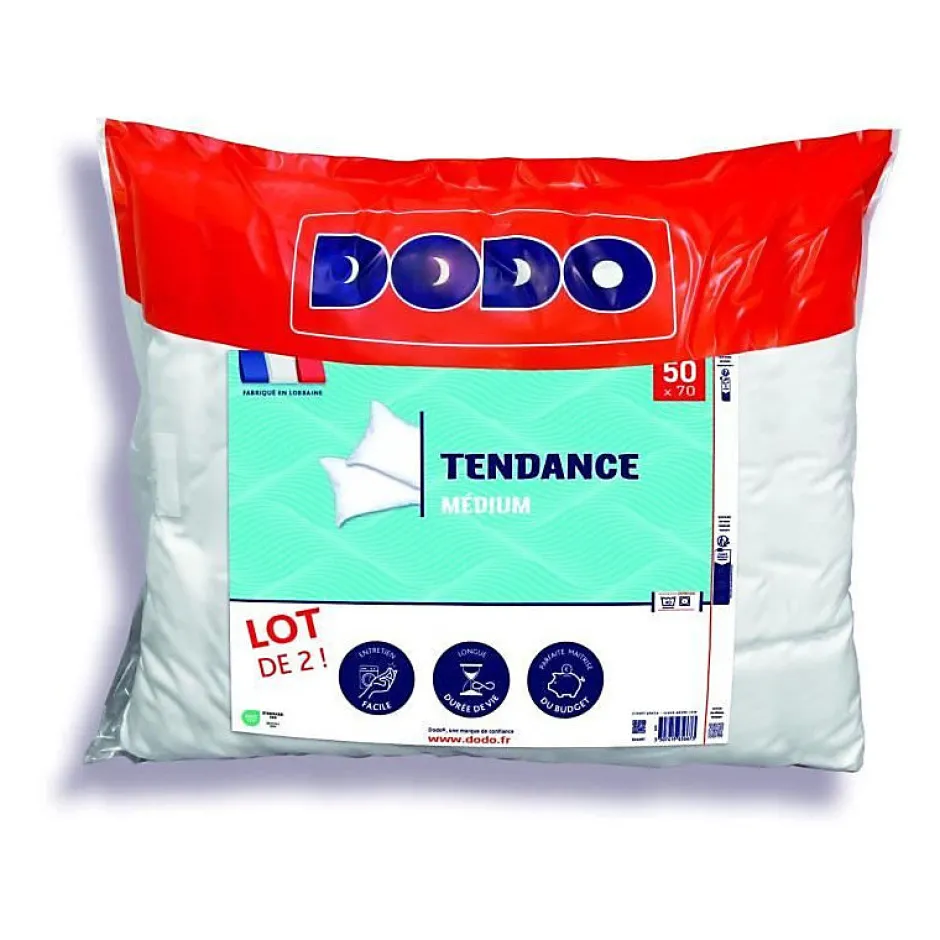 Dodo Lot de 2 oreillers Tendance 50x70 cm- 100% Polyester -