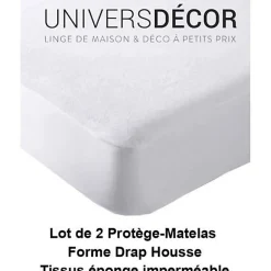 Univers Décor Lot de 2 Protèges matelas imperméable, absorbant et anti-acariens 160 x 200 cm New
