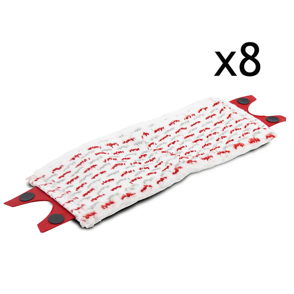 Juanio Lot de 8 recharge pour balai à plat, housse pour balai vapeur, rechange de nettoyage en microfibre -Longueur 45 x Profondeur 15 cm