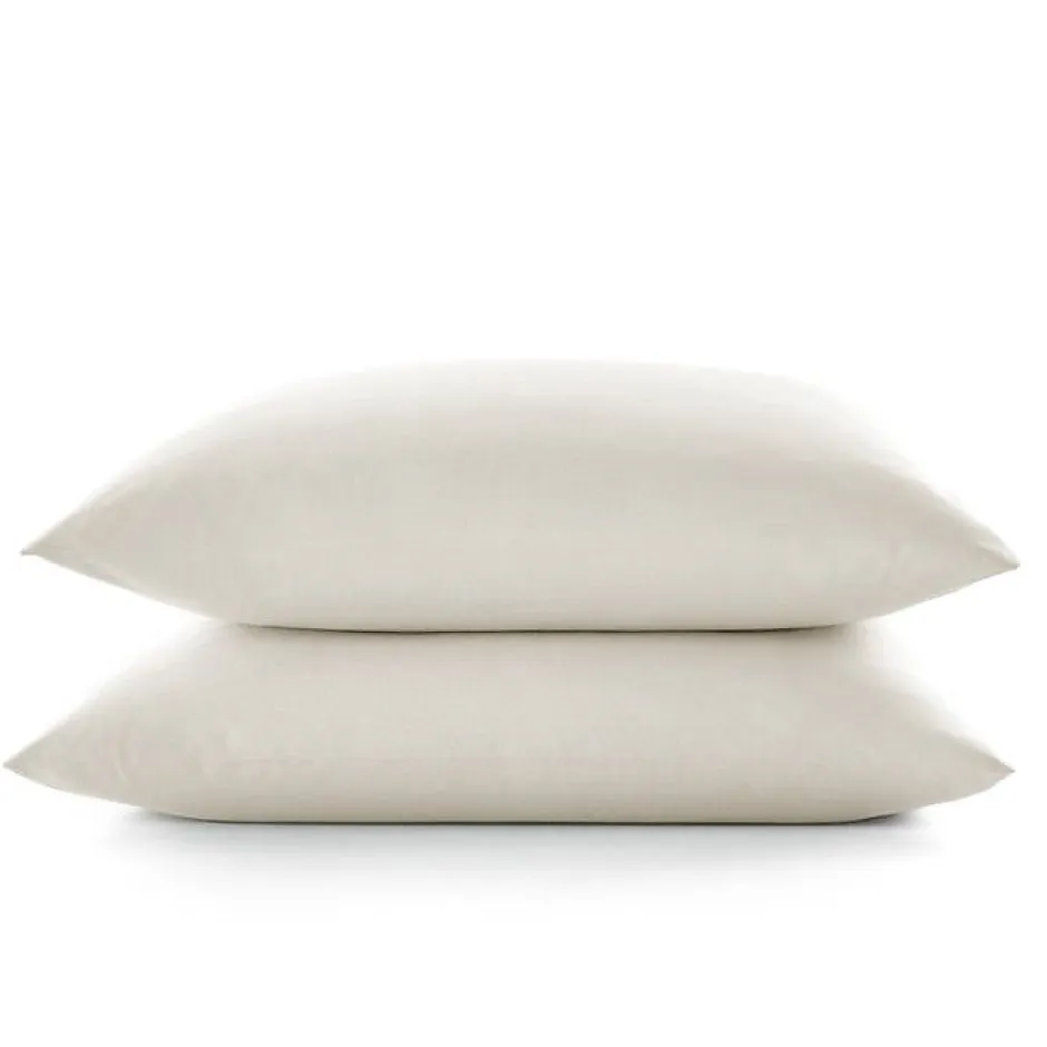 Sleep Retreat Lot de 2 taies d'oreiller "Drift" pur coton teint lavé 57 fils/cm² toutes dimensions - Ecru - Taies d'oreiller 63 x 63 cm x 2