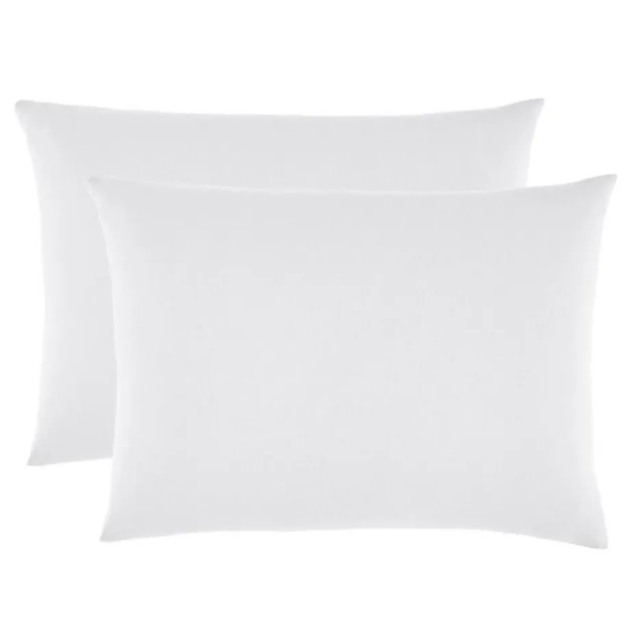 Sleep Retreat Lot de 2 taies d'oreiller "Drift" pur coton teint lavé 57 fils/cm² toutes dimensions - Blanc - Taies d'oreiller 50 x 70 cm x 2