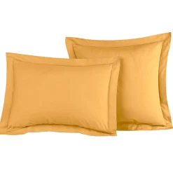 Sensei Maison Lot de 2 taies d'oreiller en percale de coton Caramel 65x65 cm SOFT PERCALE