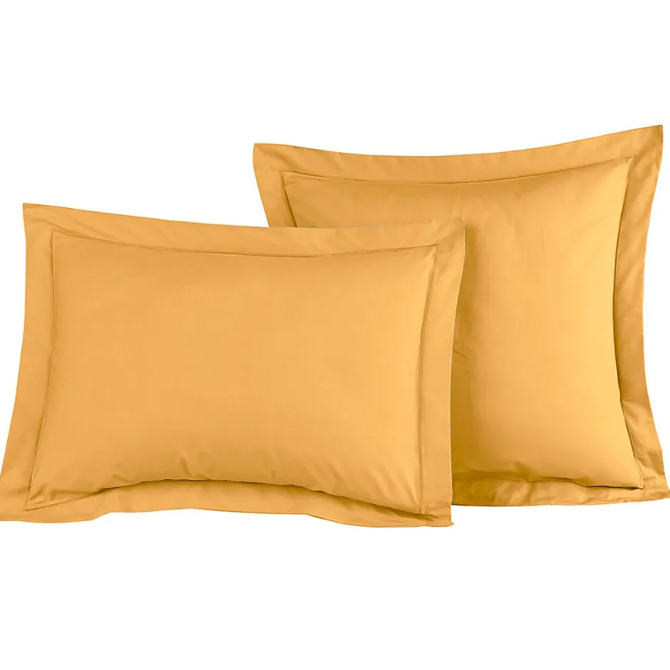 Sensei Maison Lot de 2 taies d'oreiller en percale de coton Caramel 65x65 cm SOFT PERCALE