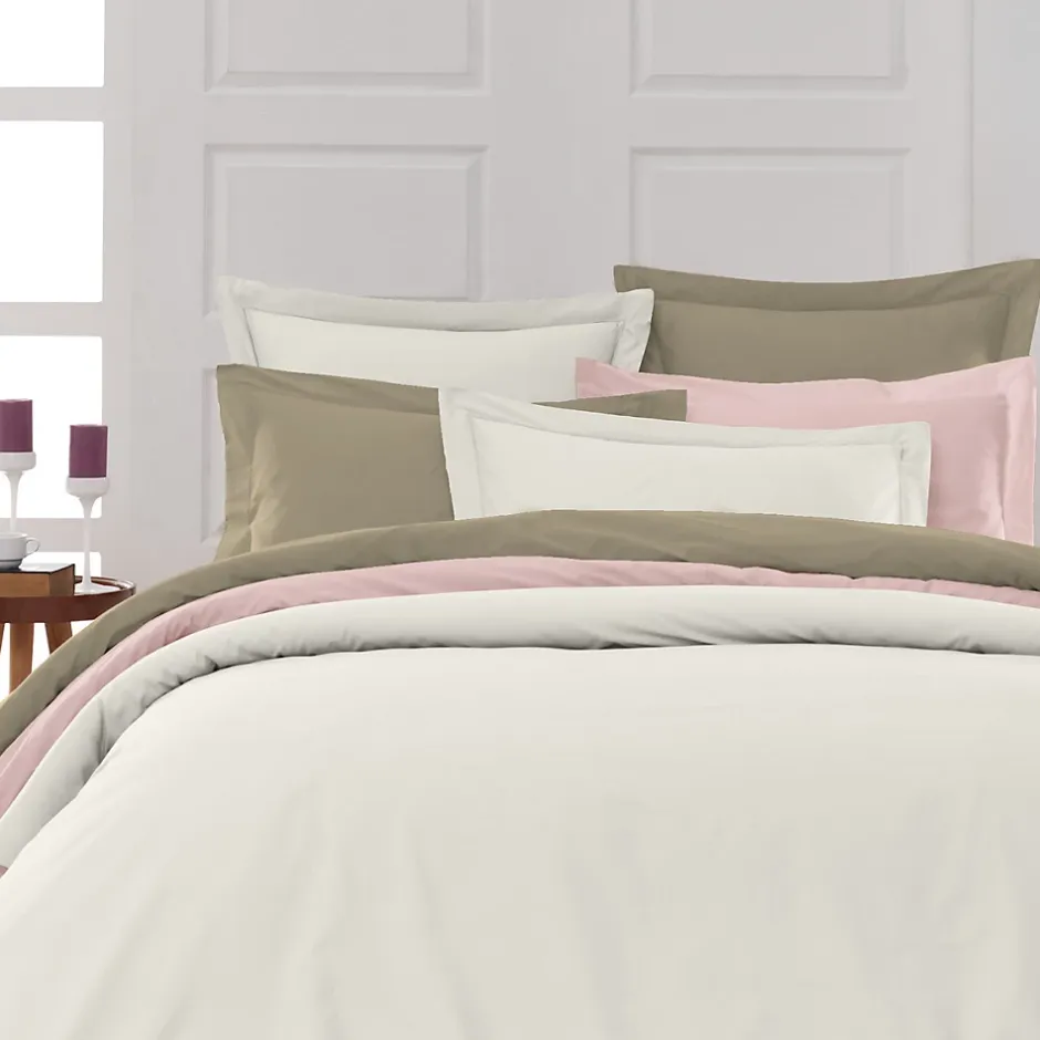 Sensei Maison Lot de 2 taies d'oreiller en percale de coton Ecru 65x65 cm SOFT PERCALE Best