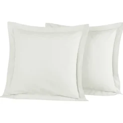Sensei Maison Lot de 2 taies d'oreiller en percale de coton Ecru 65x65 cm SOFT PERCALE Best