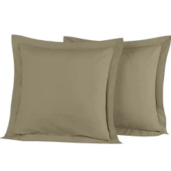 Sensei Maison Lot de 2 taies d'oreiller en percale de coton Taupe 65x65 cm SOFT PERCALE