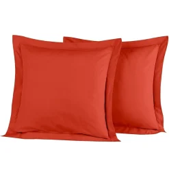 Sensei Maison Lot de 2 taies d'oreiller en percale de coton Terracota 65x65 cm SOFT PERCALE