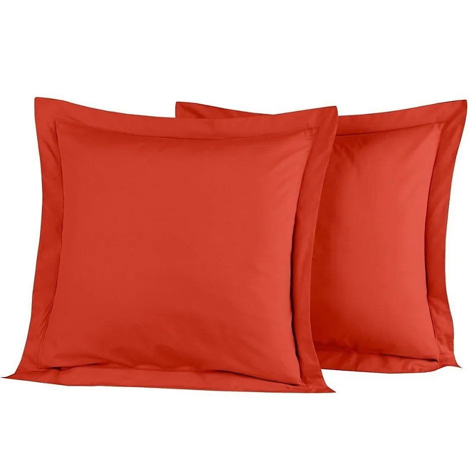 Sensei Maison Lot de 2 taies d'oreiller en percale de coton Terracota 65x65 cm SOFT PERCALE