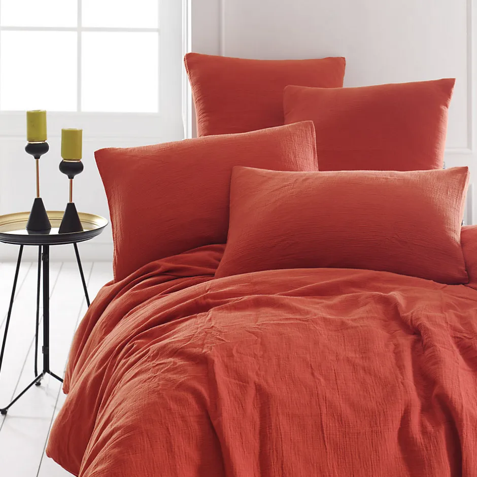 Sensei Maison Lot de 2 taies d'oreiller en gaze de coton Terracota 65x65 cm LOFT