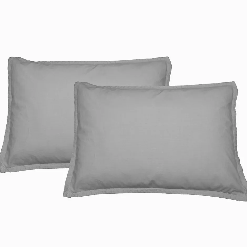 Sensei Maison Lot de 2 taies d'oreiller en flanelle de coton Gris Perle 50x70 cm KLAPPEN
