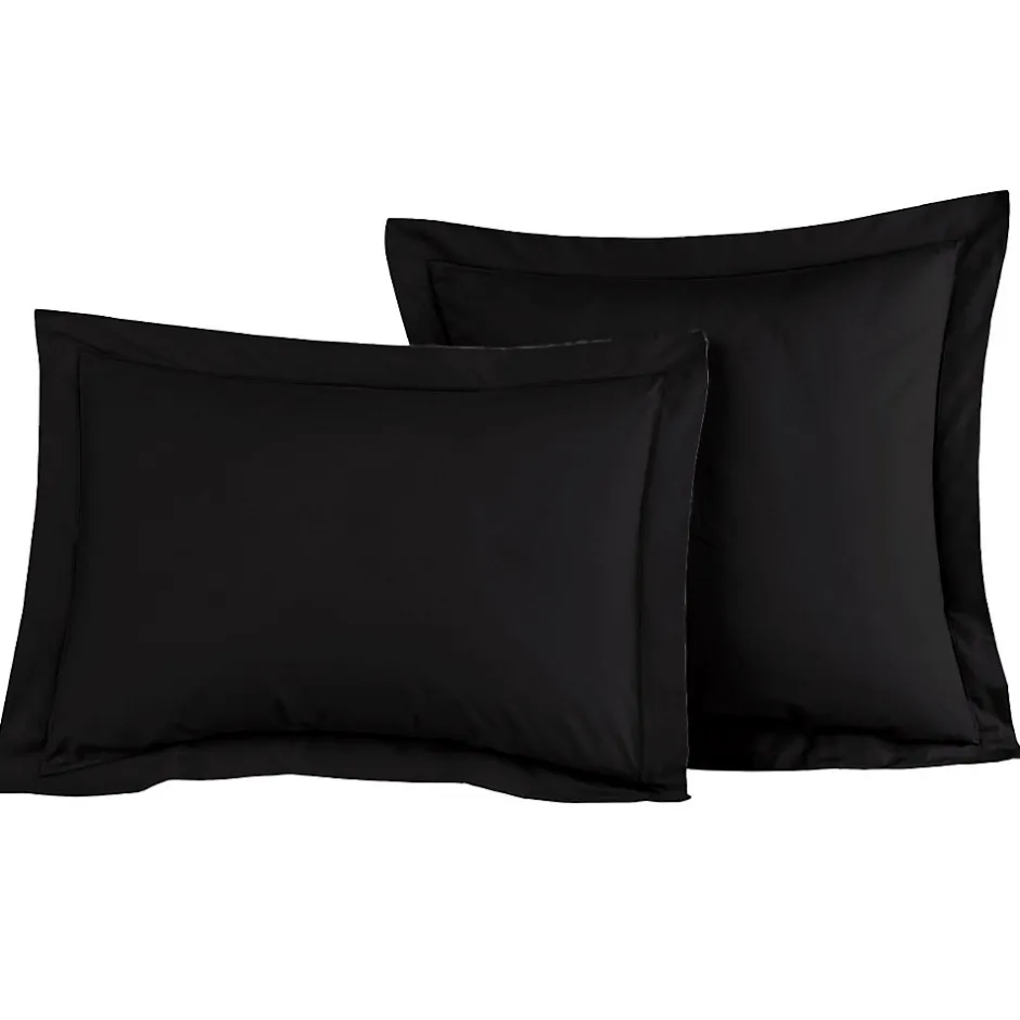 Sensei Maison Lot de 2 taies d'oreiller en percale de coton Noir 65x65 cm SOFT PERCALE
