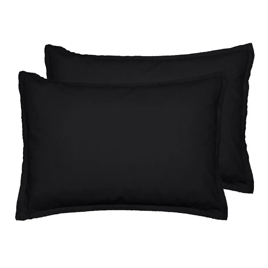 Sensei Maison Lot de 2 taies d'oreiller en flanelle de coton Anthracite 50x70 cm KLAPPEN