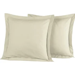 Sensei Maison Lot de 2 taies d'oreiller en percale de coton Ficelle 65x65 cm SOFT PERCALE
