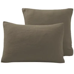 Sensei Maison Lot de 2 taies d'oreiller en gaze de coton Noisette 50x70 cm LOFT