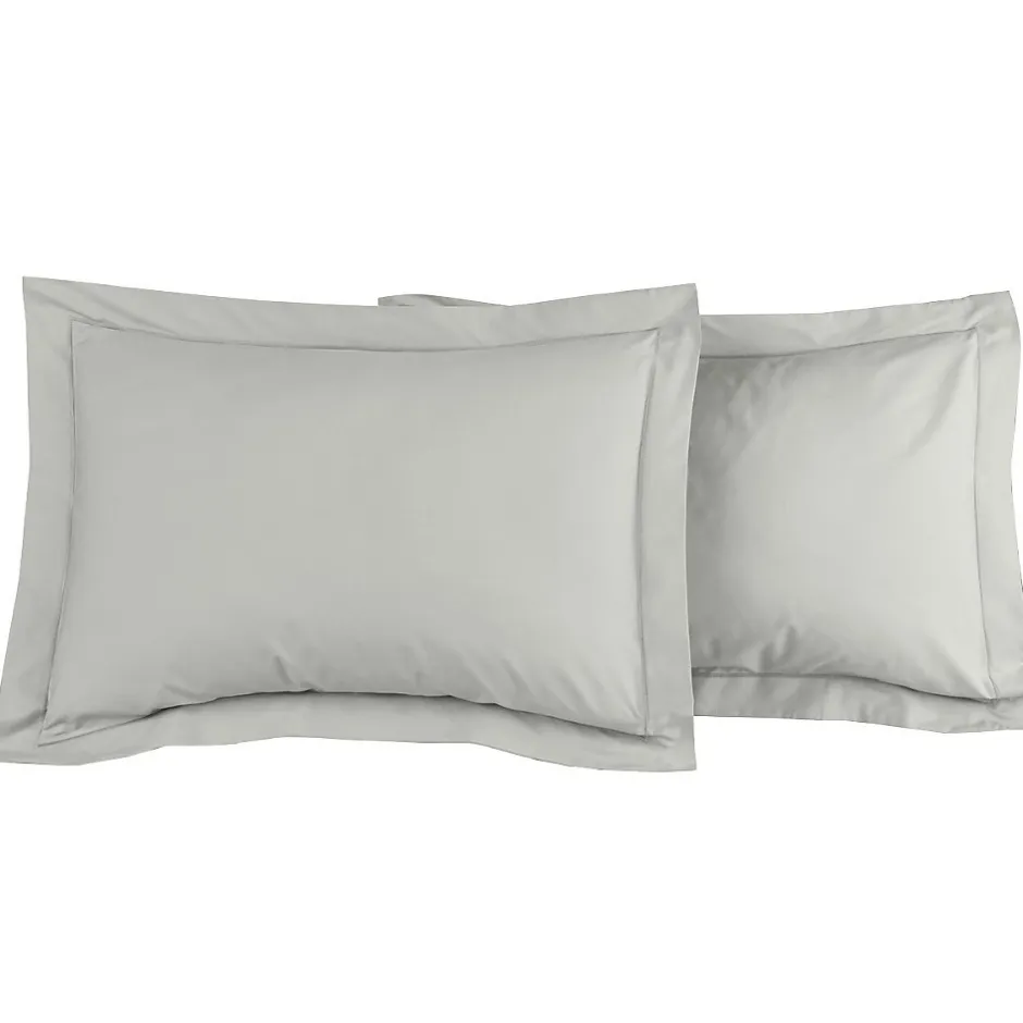 Sensei Maison Lot de 2 taies d'oreiller en percale de coton Gris Perle 50x70 cm SOFT PERCALE Discount
