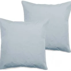 Vent Du Sud Lot de 2 taies d'oreiller percale pur coton peigné longues fibres 80 fils/cm² - Glacier - Lot de 2 taies d'oreiller 65 Outlet