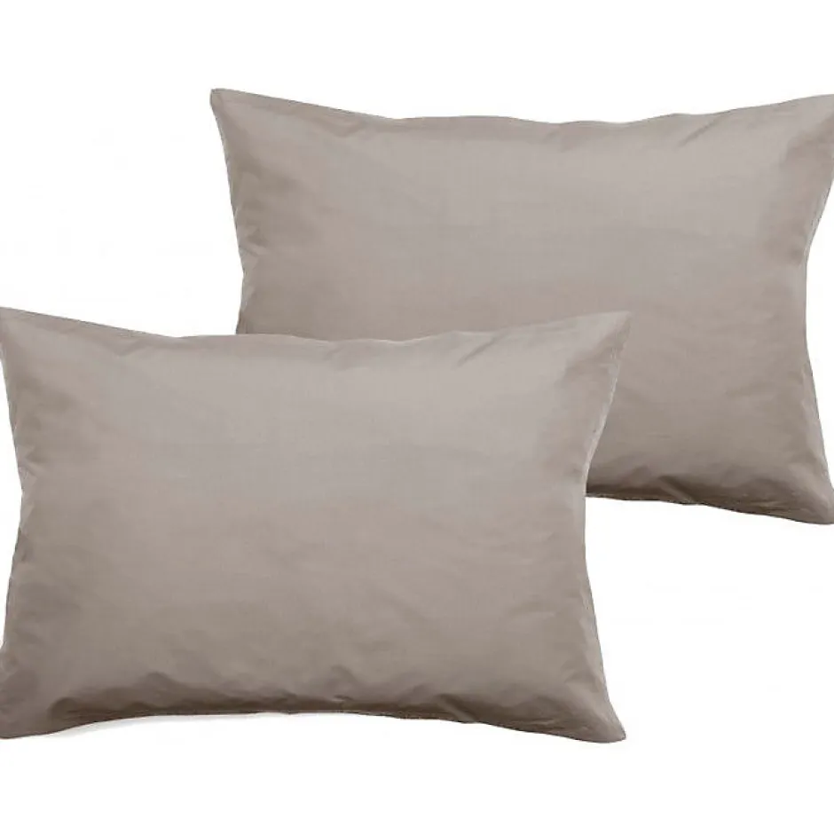 Vent Du Sud Lot de 2 taies d'oreiller percale pur coton peigné longues fibres 80 fils/cm² - Lin - Lot de 2 taies d'oreiller 50 x 7