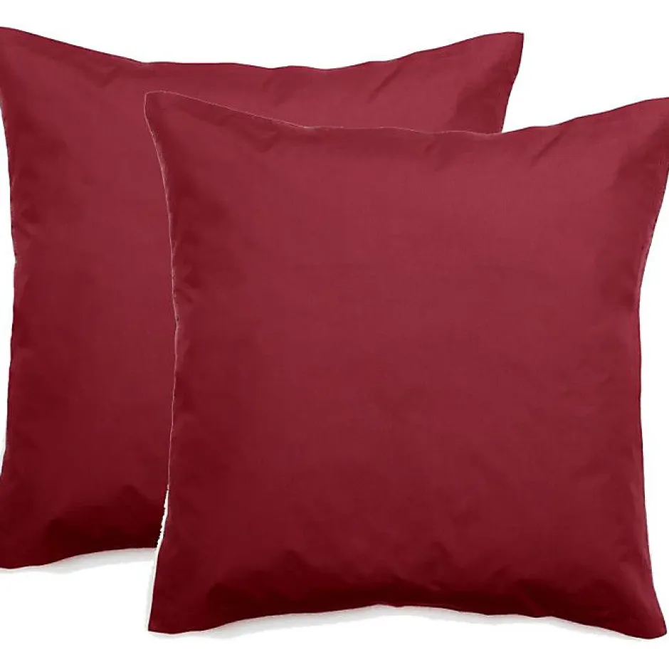 Vent Du Sud Lot de 2 taies d'oreiller percale pur coton peigné longues fibres 80 fils/cm² - Carmin - Lot de 2 taies d'oreiller 65 Best