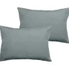 Vent Du Sud Lot de 2 taies d'oreiller percale pur coton peigné longues fibres 80 fils/cm² - Lichen - Lot de 2 taies d'oreiller 50 Best