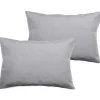 Vent Du Sud Lot de 2 taies d'oreiller percale pur coton peigné longues fibres 80 fils/cm² - Perle - Lot de 2 taies d'oreiller 50 x