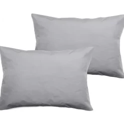 Vent Du Sud Lot de 2 taies d'oreiller percale pur coton peigné longues fibres 80 fils/cm² - Perle - Lot de 2 taies d'oreiller 50 x