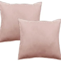 Vent Du Sud Lot de 2 taies d'oreiller Palace pur coton teint lavé 63 fils/cm² - Palace Rose - Lot de 2 taies d'oreiller 65 x 65 cm