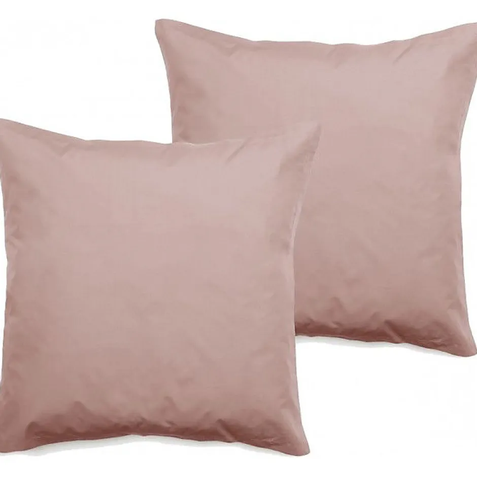 Vent Du Sud Lot de 2 taies d'oreiller percale pur coton peigné longues fibres 80 fils/cm² - Rose - Lot de 2 taies d'oreiller 65 x