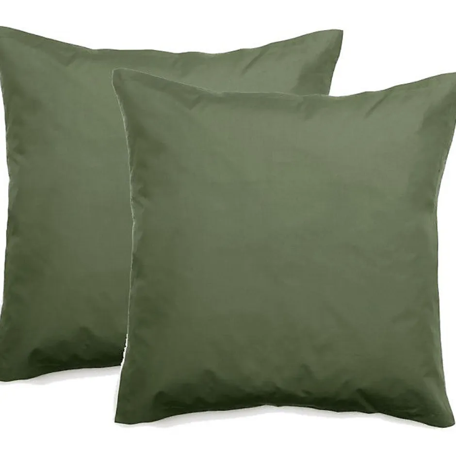 Vent Du Sud Lot de 2 taies d'oreiller percale pur coton peigné longues fibres 80 fils/cm² - Mousse - Lot de 2 taies d'oreiller 65