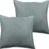 Vent Du Sud Lot de 2 taies d'oreiller Palace pur coton teint lavé 63 fils/cm² - Palace Lichen - Lot de 2 taies d'oreiller 65 x 65