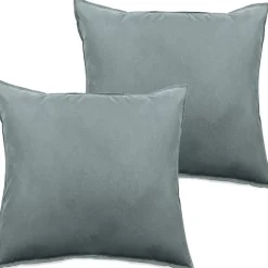 Vent Du Sud Lot de 2 taies d'oreiller Palace pur coton teint lavé 63 fils/cm² - Palace Lichen - Lot de 2 taies d'oreiller 65 x 65
