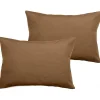 Vent Du Sud Lot de 2 taies d'oreiller percale pur coton peigné longues fibres 80 fils/cm² - Cognac - Lot de 2 taies d'oreiller 50 Hot