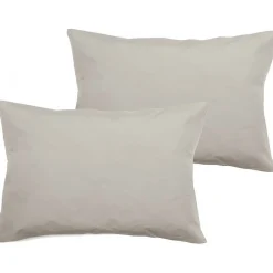 Vent Du Sud Lot de 2 taies d'oreiller percale pur coton peigné longues fibres 80 fils/cm² - Naturel - Lot de 2 taies d'oreiller 50 Discount