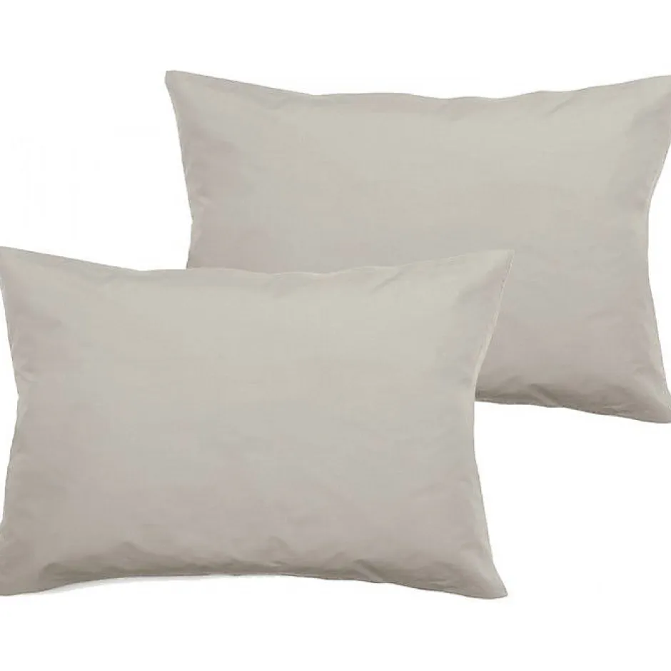 Vent Du Sud Lot de 2 taies d'oreiller percale pur coton peigné longues fibres 80 fils/cm² - Naturel - Lot de 2 taies d'oreiller 50 Discount