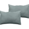 Vent Du Sud Lot de 2 taies d'oreiller Palace pur coton teint lavé 63 fils/cm² - Palace Lichen - Lot de 2 taies d'oreiller 50 x 70 Discount