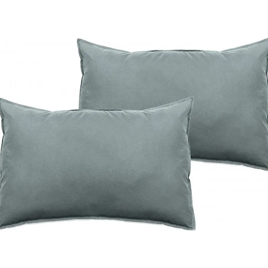 Vent Du Sud Lot de 2 taies d'oreiller Palace pur coton teint lavé 63 fils/cm² - Palace Lichen - Lot de 2 taies d'oreiller 50 x 70 Discount