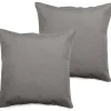 Vent Du Sud Lot de 2 taies d'oreiller percale pur coton peigné longues fibres 80 fils/cm² - Cendre - Lot de 2 taies d'oreiller 65