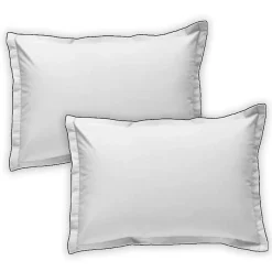 Future Home Lot de 2 taies d'oreiller unies en coton finition bourdon 50x70cm Hot