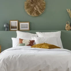 Bleu Calin Lot de 2 Taies d'oreiller unies 65x65cm PERCALE BLANC Online